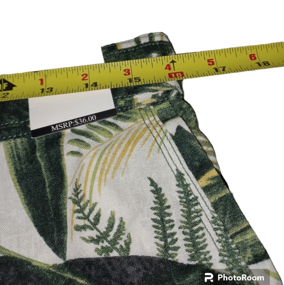 🌿5/$25 New Purple&More Medium Linen Cotton Hawaiian Plam Leaf Green Nwt - Picture 9 of 11